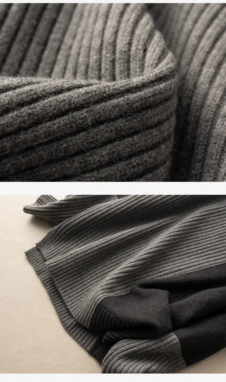 Damski sweter z golfem w bloki kolorów, do noszenia na co dzień