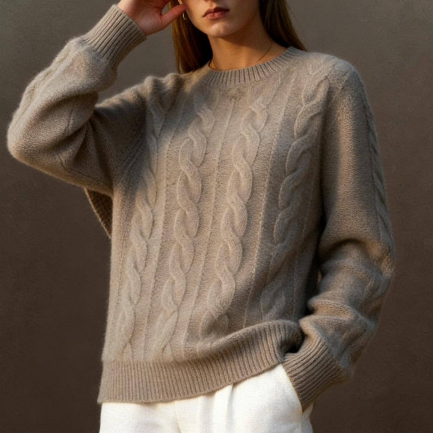 Elegancki i wygodny damski sweter w jednolitym kolorze, do noszenia na co dzień 03