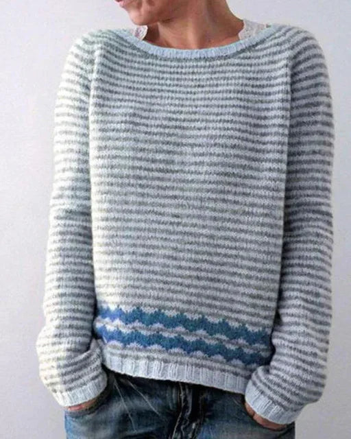 Sweter pulowerowy w stylu retro z okrągłym dekoltem 03