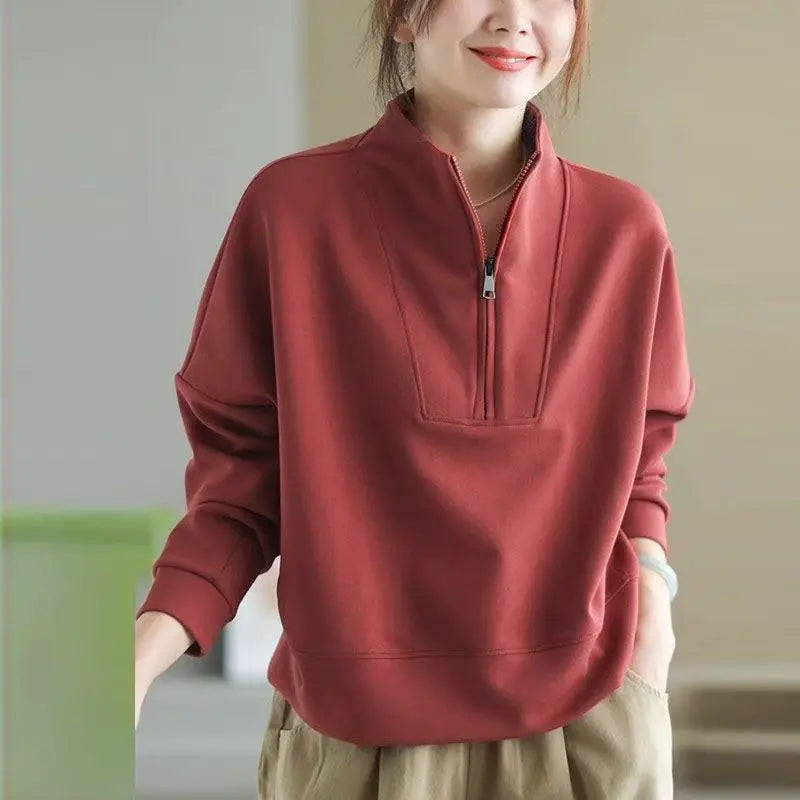 Elegancka i wygodna bluza z gładkiej bawełny