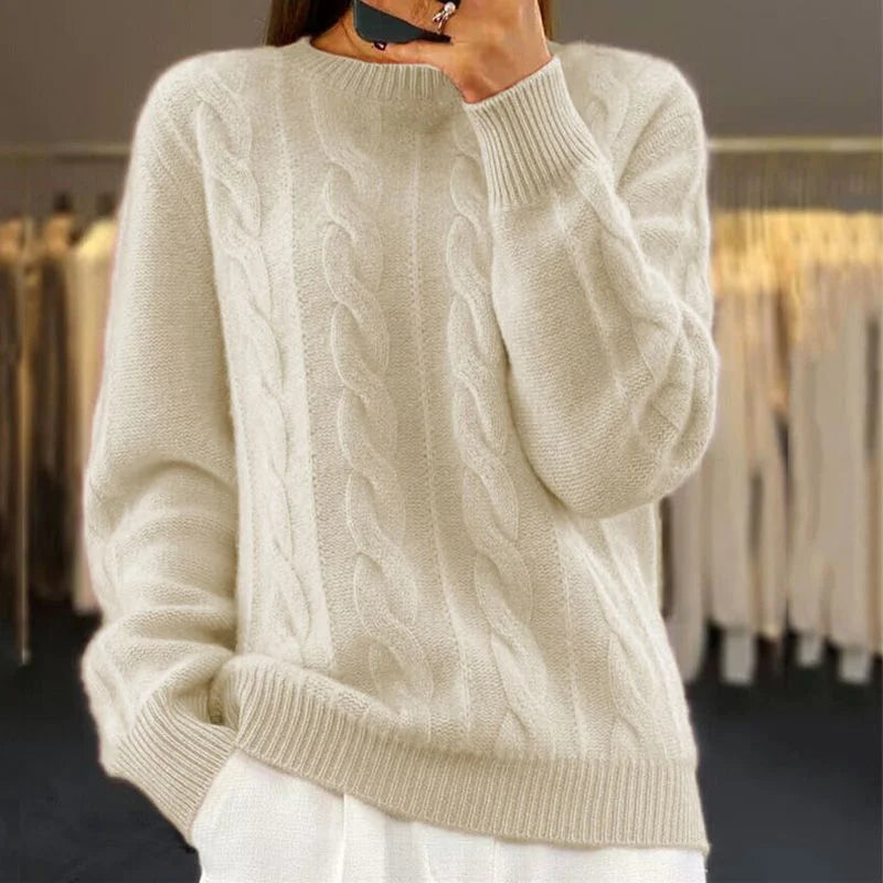 Elegancki i wygodny damski sweter w jednolitym kolorze, do noszenia na co dzień 02