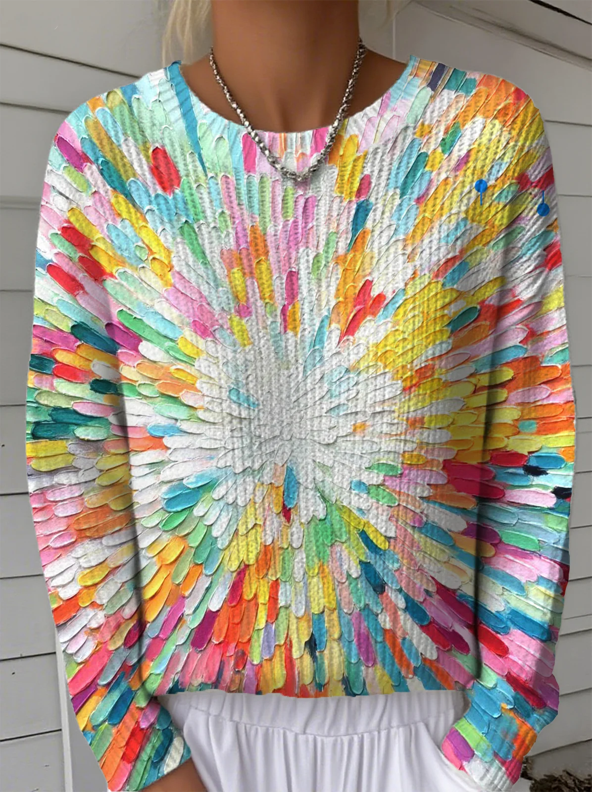 Elegancki i wygodny, kolorowy sweter z okrągłym dekoltem, ciepły i uniwersalny.