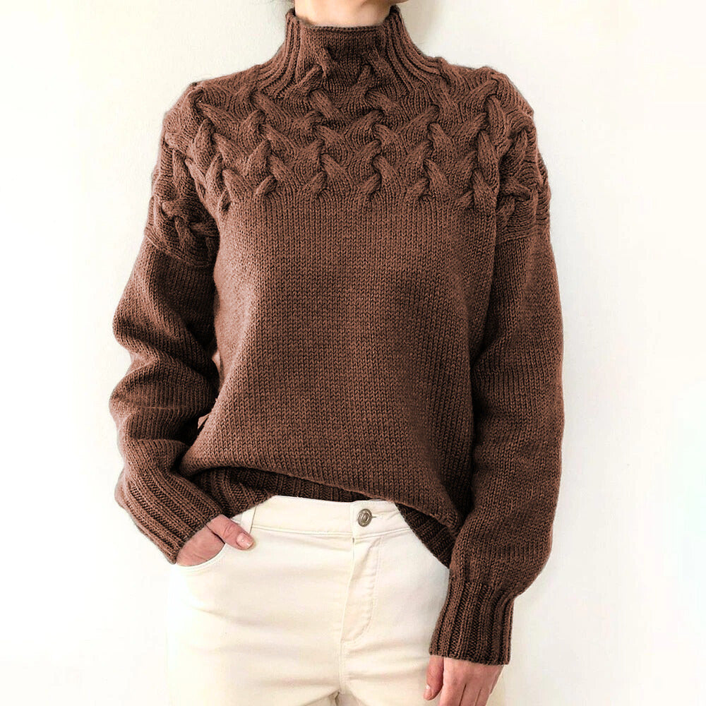 Elegancki kaszmirowy sweter w jednolitym kolorze z golfem