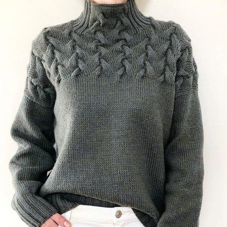 Elegancki kaszmirowy sweter w jednolitym kolorze z golfem