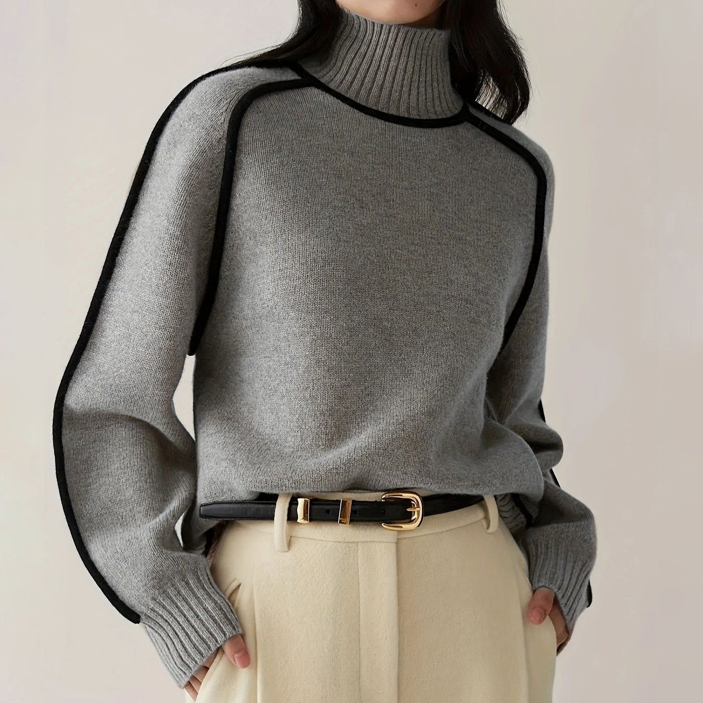 Elegancki i wygodny sweter z golfem z grubego kaszmiru