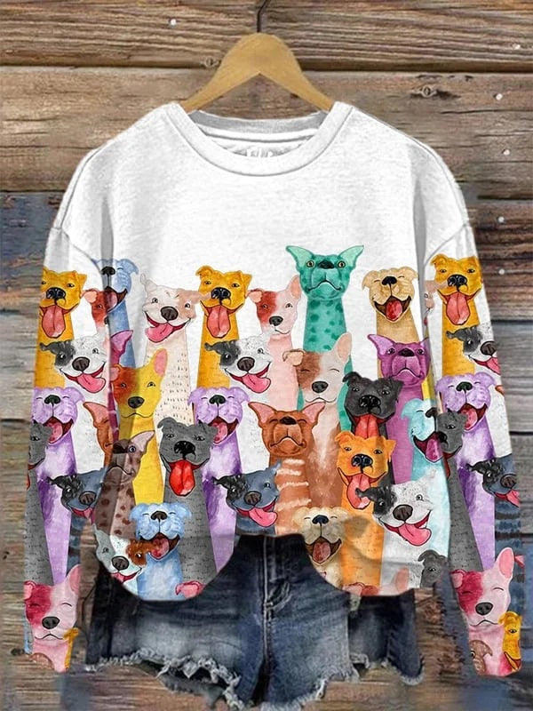 Retro i wygodna bluza z uroczym wzorem pieska