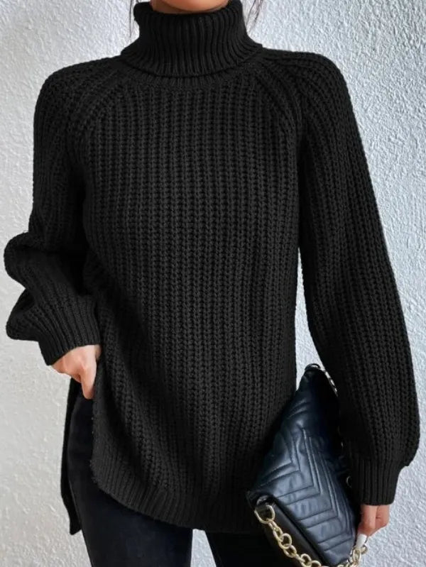 Nowy sweter z golfem w jednolitym kolorze, długie rękawy, wygodny i swobodny, uniwersalny styl.