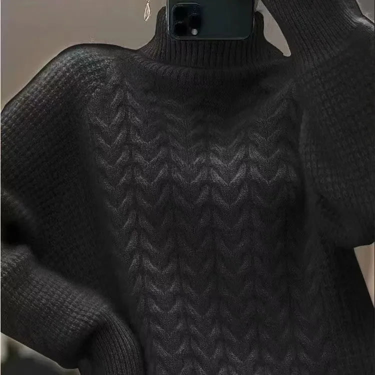 Elegancki i wygodny damski sweter z golfem w jednolitym kolorze o fakturze kaszmiru