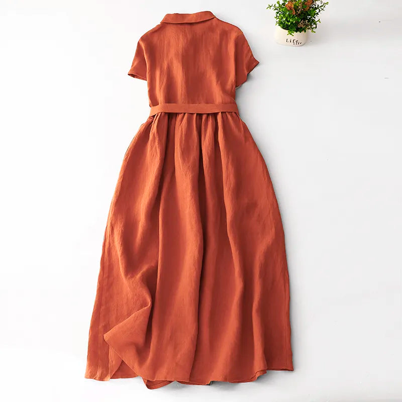 Elegancka i wygodna bawełniana sukienka z koszulowymi klapami