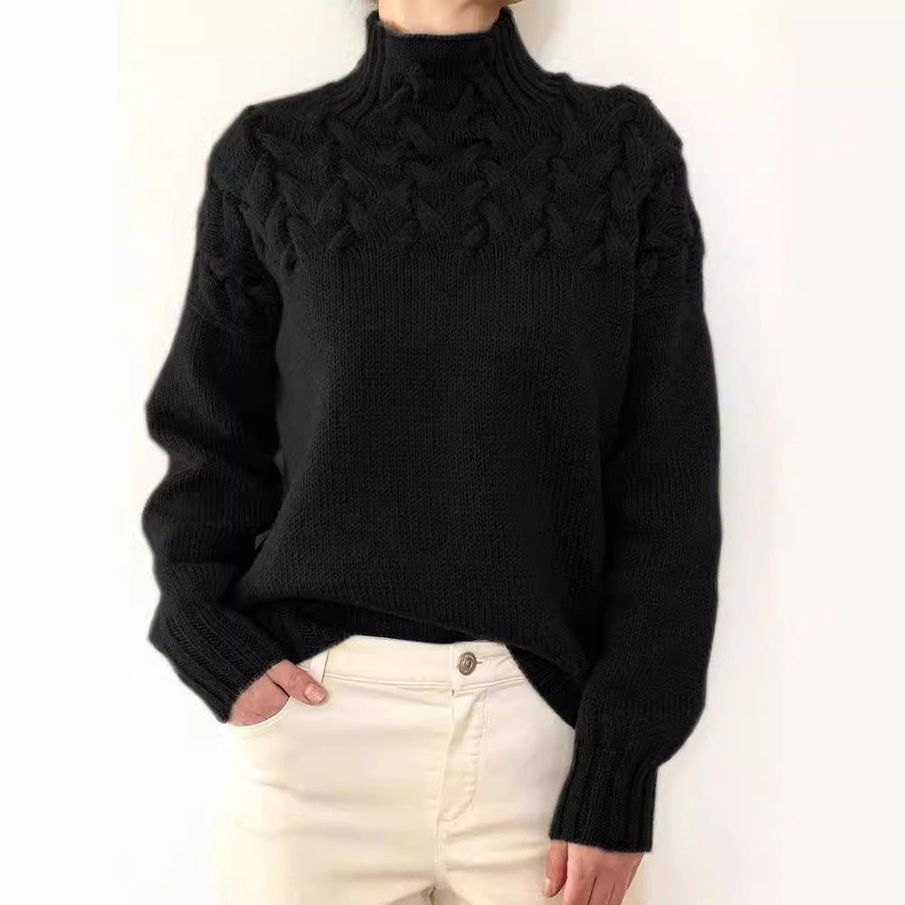 Elegancki kaszmirowy sweter w jednolitym kolorze z golfem