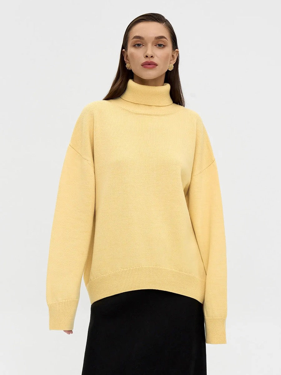 Elegancki i wygodny sweter z wysokim kołnierzem, dostępny w różnych kolorach
