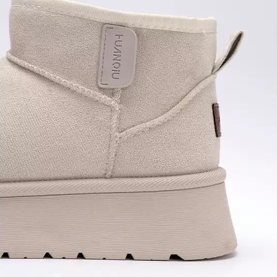 Nowe damskie, płaskie, ciepłe, zapinane na zamek buty śnieżne, gruba podszewka z polaru