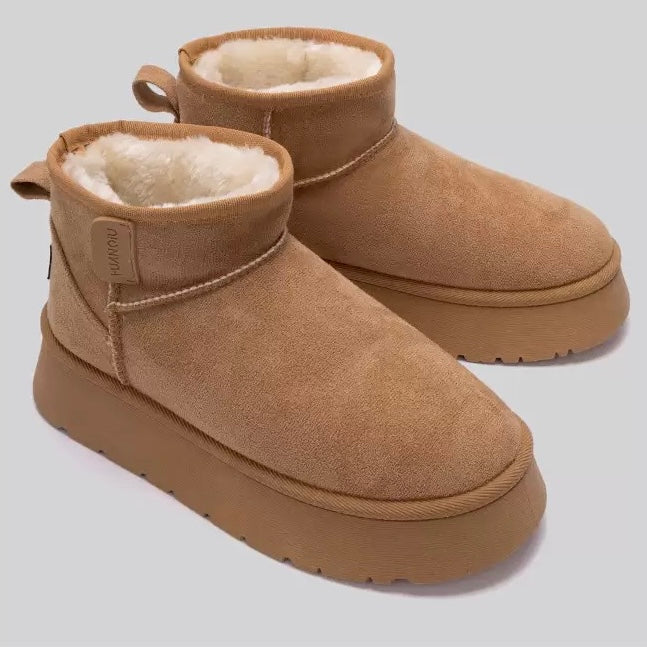 Nowe damskie, płaskie, ciepłe, zapinane na zamek buty śnieżne, gruba podszewka z polaru