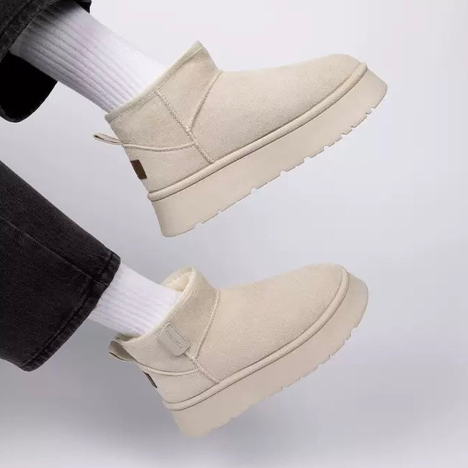 Nowe damskie, płaskie, ciepłe, zapinane na zamek buty śnieżne, gruba podszewka z polaru