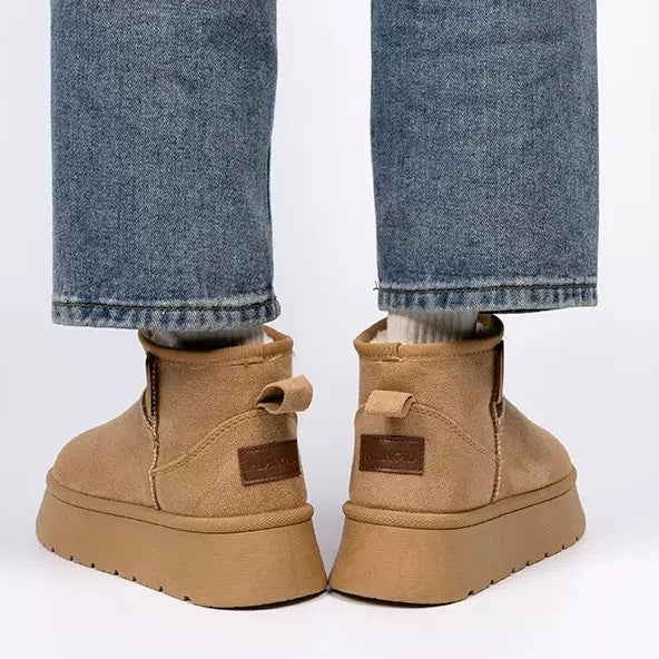 Nowe damskie, płaskie, ciepłe, zapinane na zamek buty śnieżne, gruba podszewka z polaru