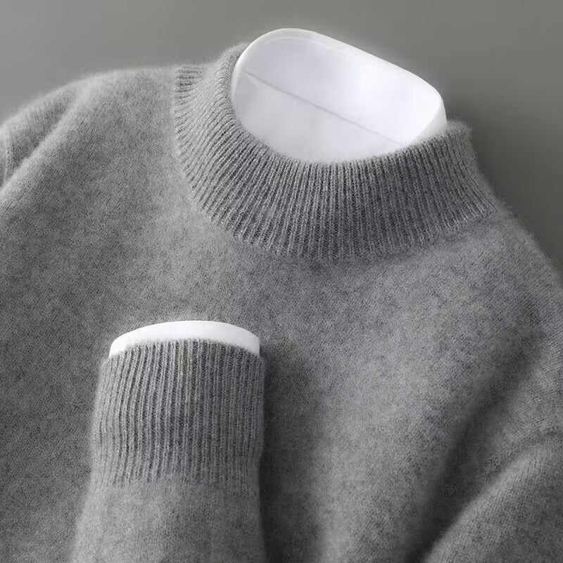 Męski sweter jesienny z okrągłym dekoltem, miękki w dotyku i o uniwersalnym stylu