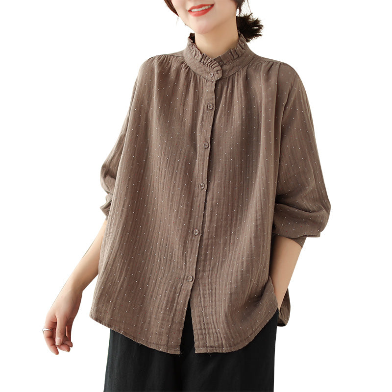 Luźna damska koszula w stylu retro z nadrukiem