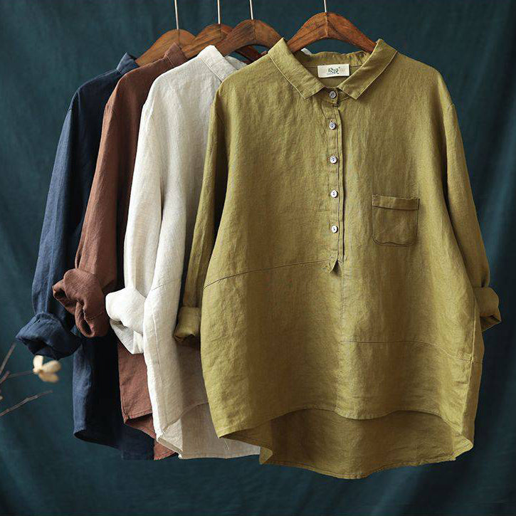 Casualowa koszula z długim rękawem i guzikami w klapach