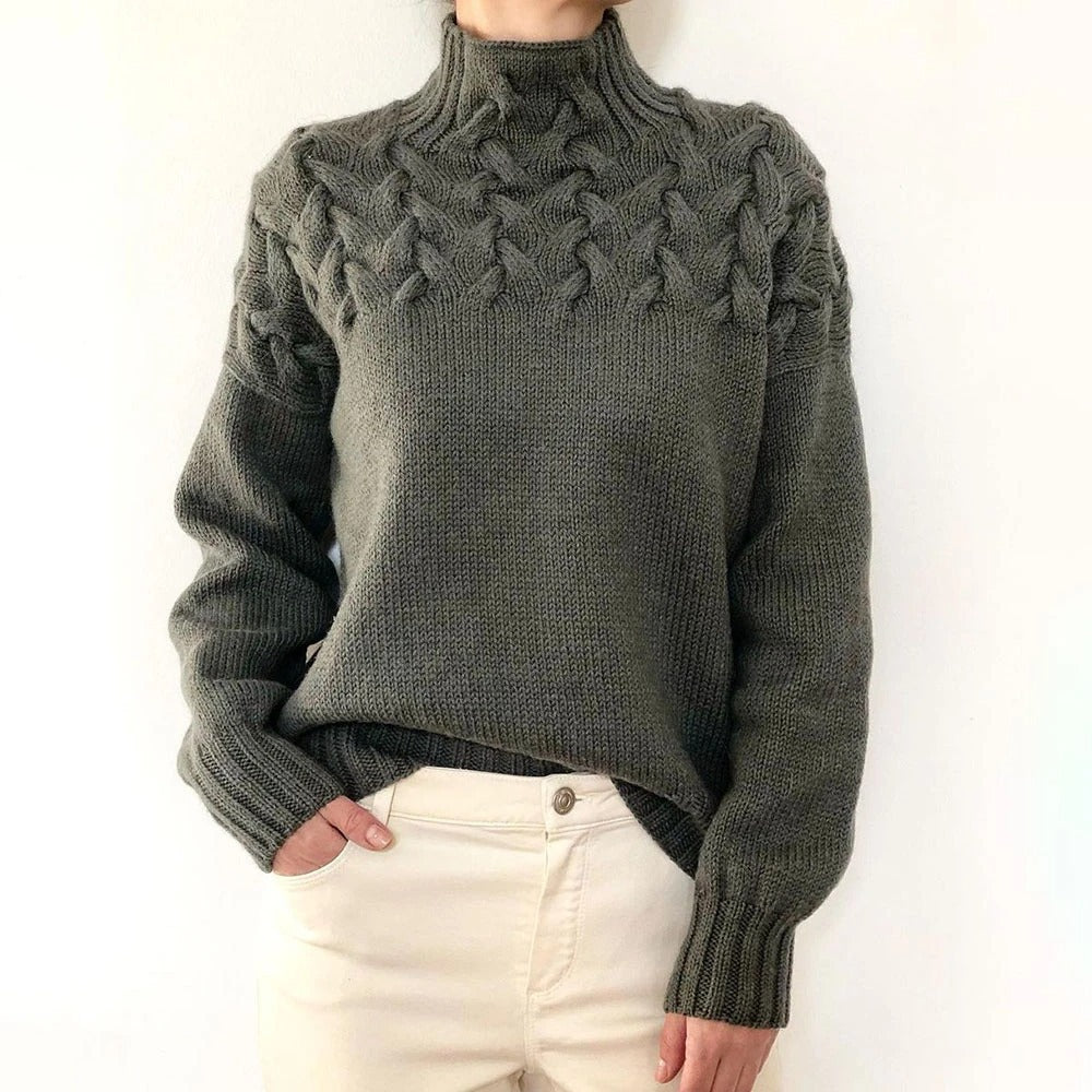 Elegancki kaszmirowy sweter w jednolitym kolorze z golfem