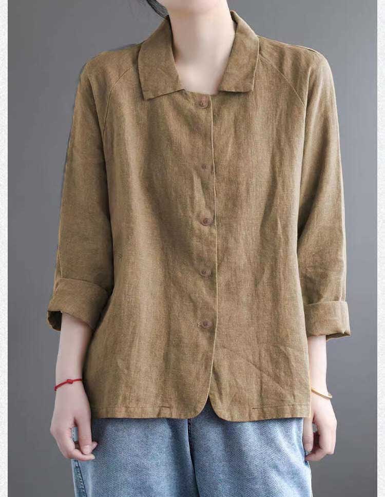 Damska bawełniana koszula na co dzień z długim rękawem