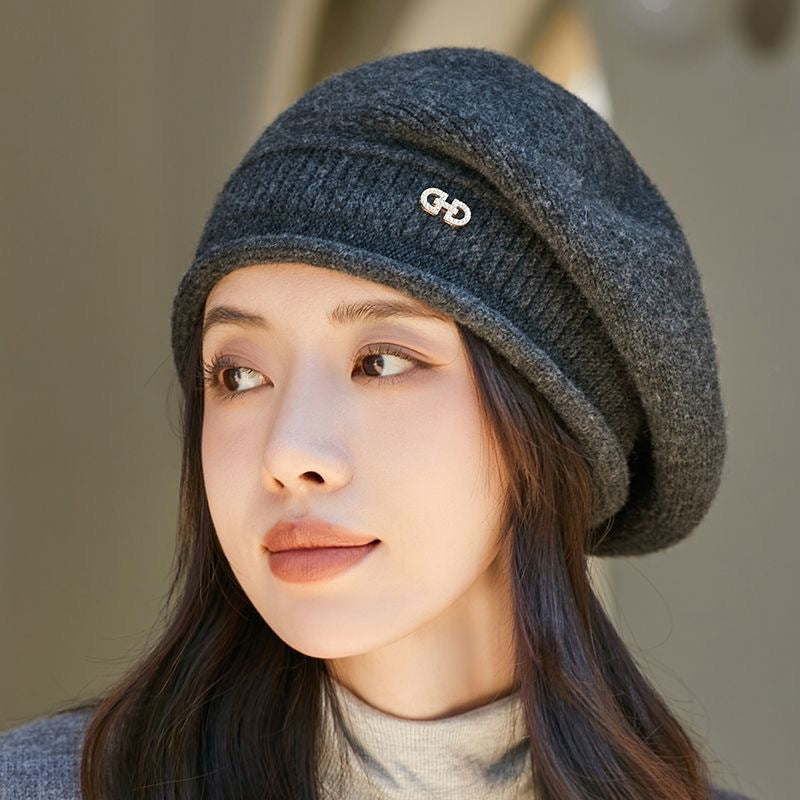 Dzianinowy beret ochronny na uszy, modny, ciepły i stylowy