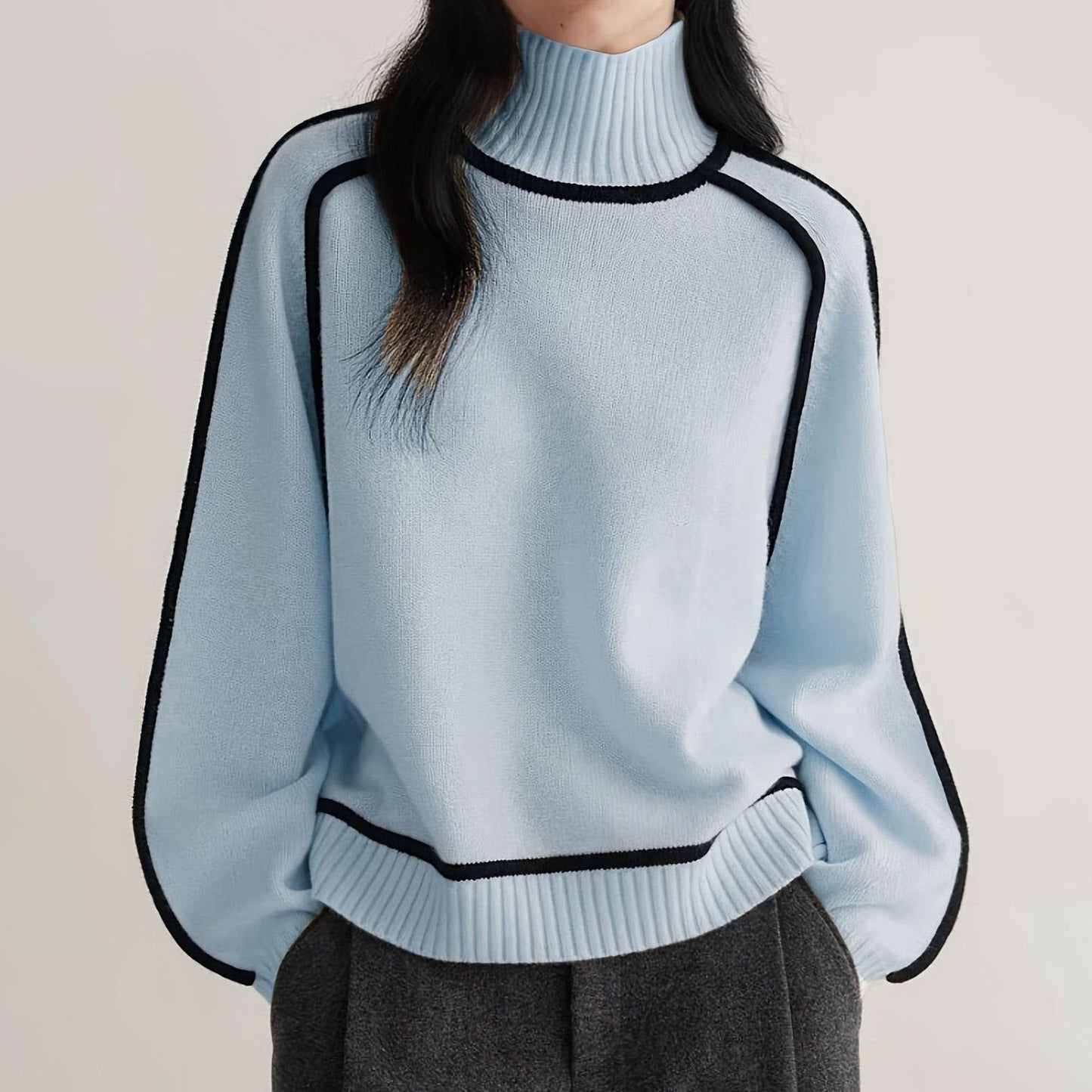 Elegancki i wygodny sweter z golfem z grubego kaszmiru 03