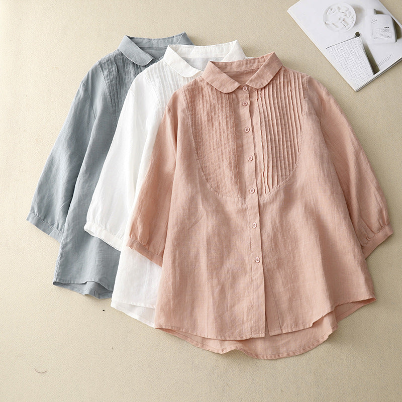 Luźny francuski top w stylu retro z rękawami 3/4