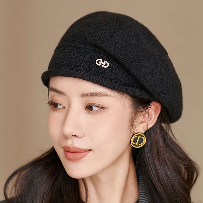 Dzianinowy beret ochronny na uszy, modny, ciepły i stylowy