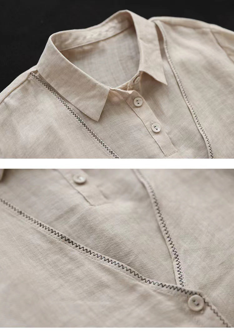 Stara bawełniana lniana bluzka w stylu dwuczęściowym