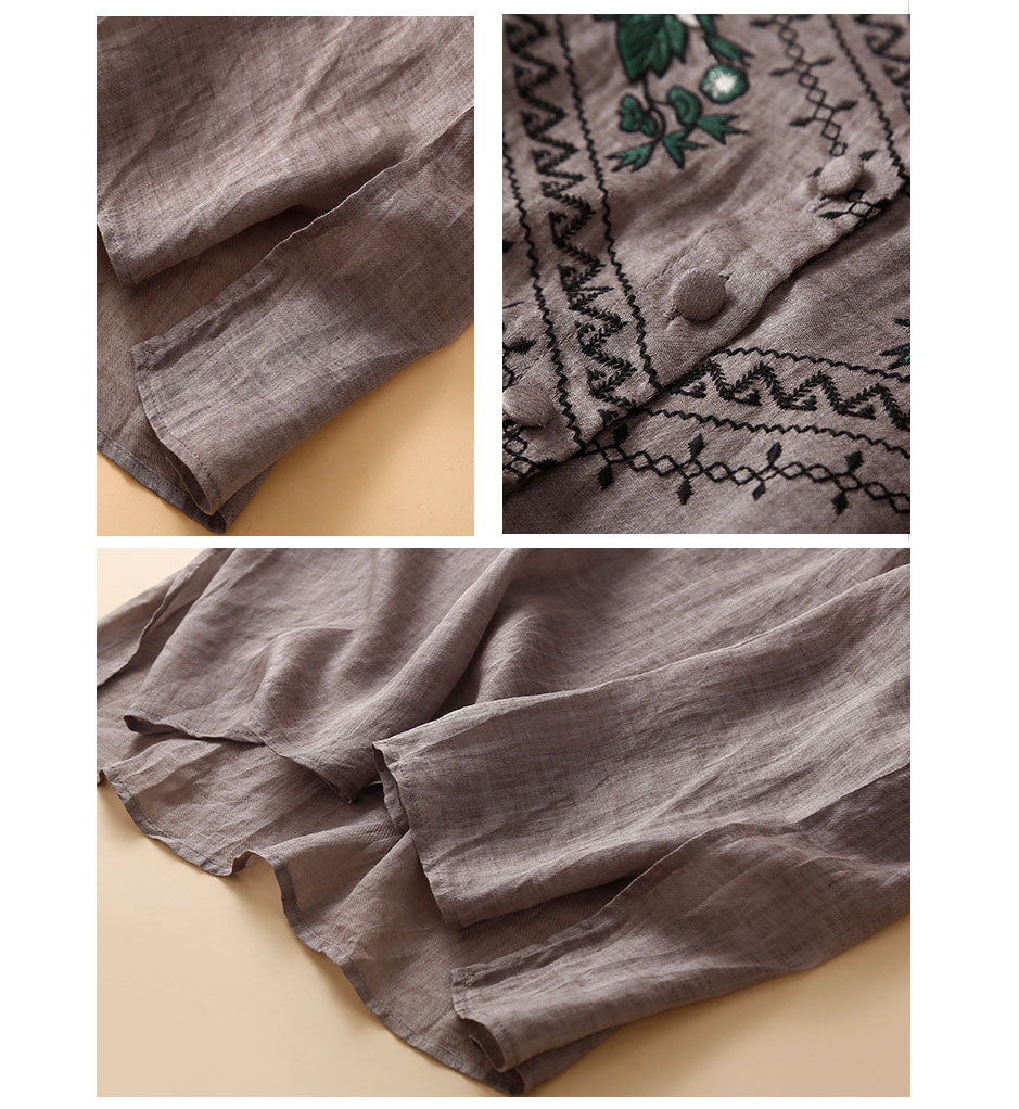 Elegancka sukienka bawełniana z haftem kwiatowym w stylu vintage