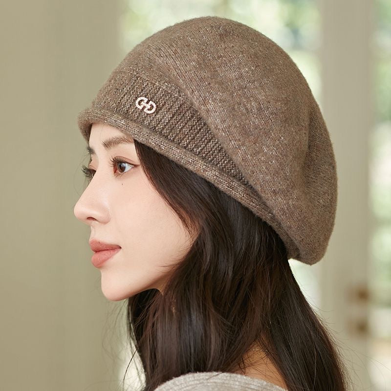 Dzianinowy beret ochronny na uszy, modny, ciepły i stylowy