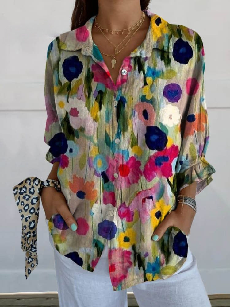 Koszula z długim rękawem i kolorowym nadrukiem