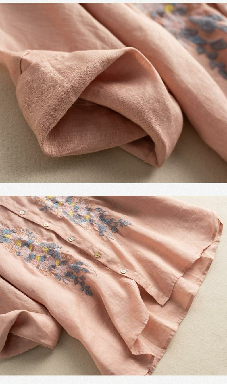 Elegancka, wielokolorowa koszula vintage z długim rękawem i kołnierzykiem koszulowym oraz nadrukiem