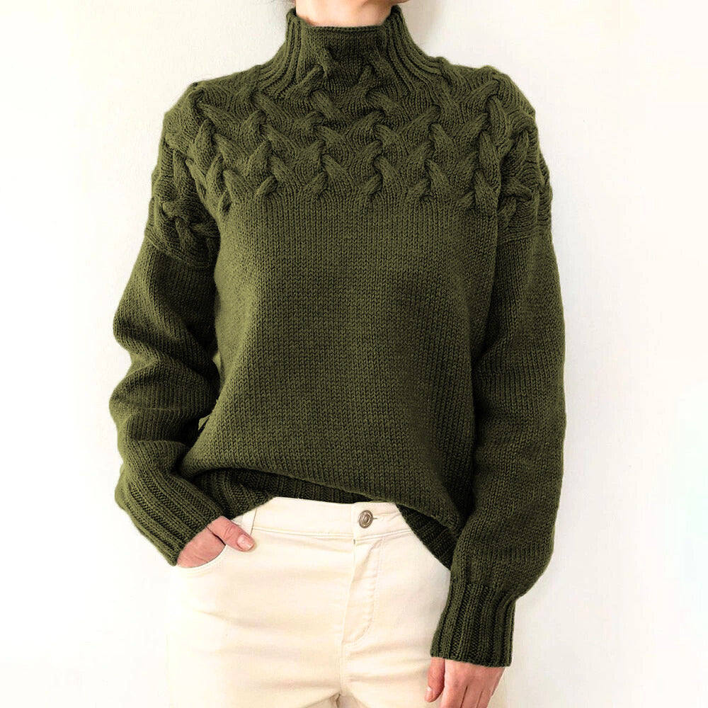 Elegancki kaszmirowy sweter w jednolitym kolorze z golfem
