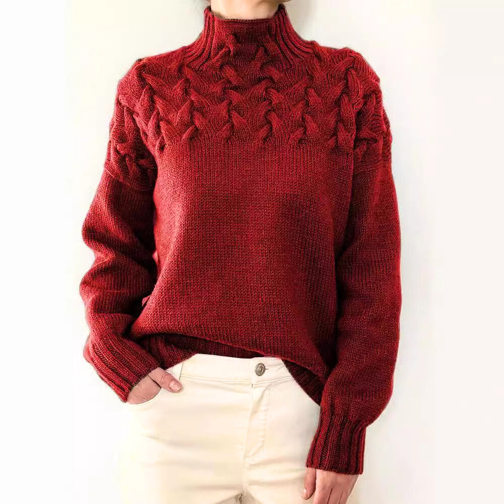 Elegancki kaszmirowy sweter w jednolitym kolorze z golfem