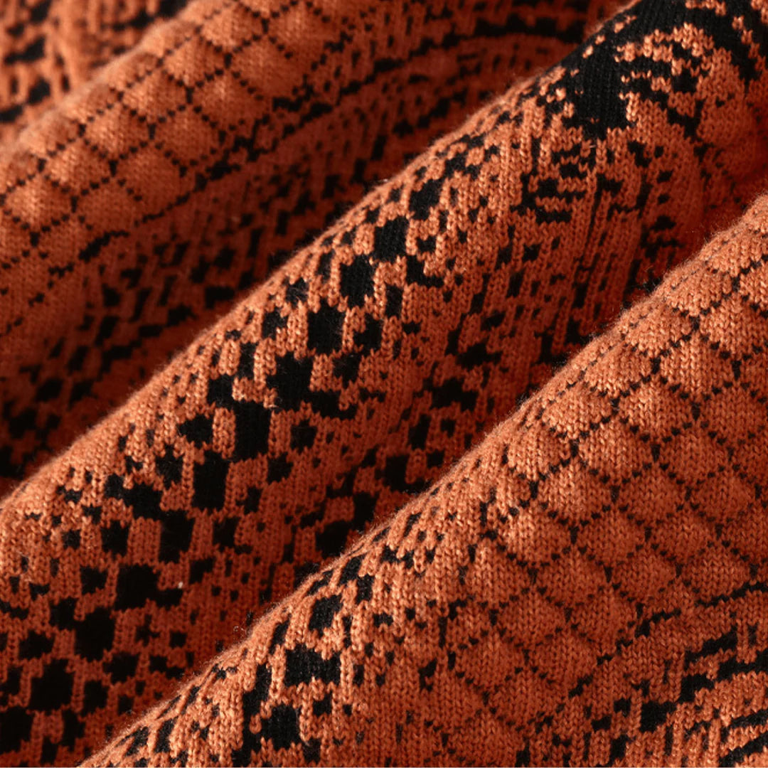 Nowy męski sweter z okrągłym dekoltem i prostym wzorem dyni
