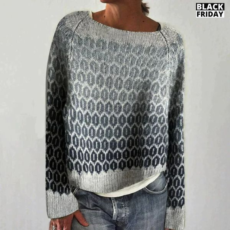 Sweter pulowerowy w stylu retro z okrągłym dekoltem 03