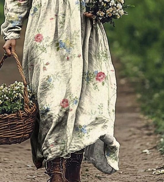 Damska bawełniana sukienka w stylu vintage z uroczym kwiatowym wzorem