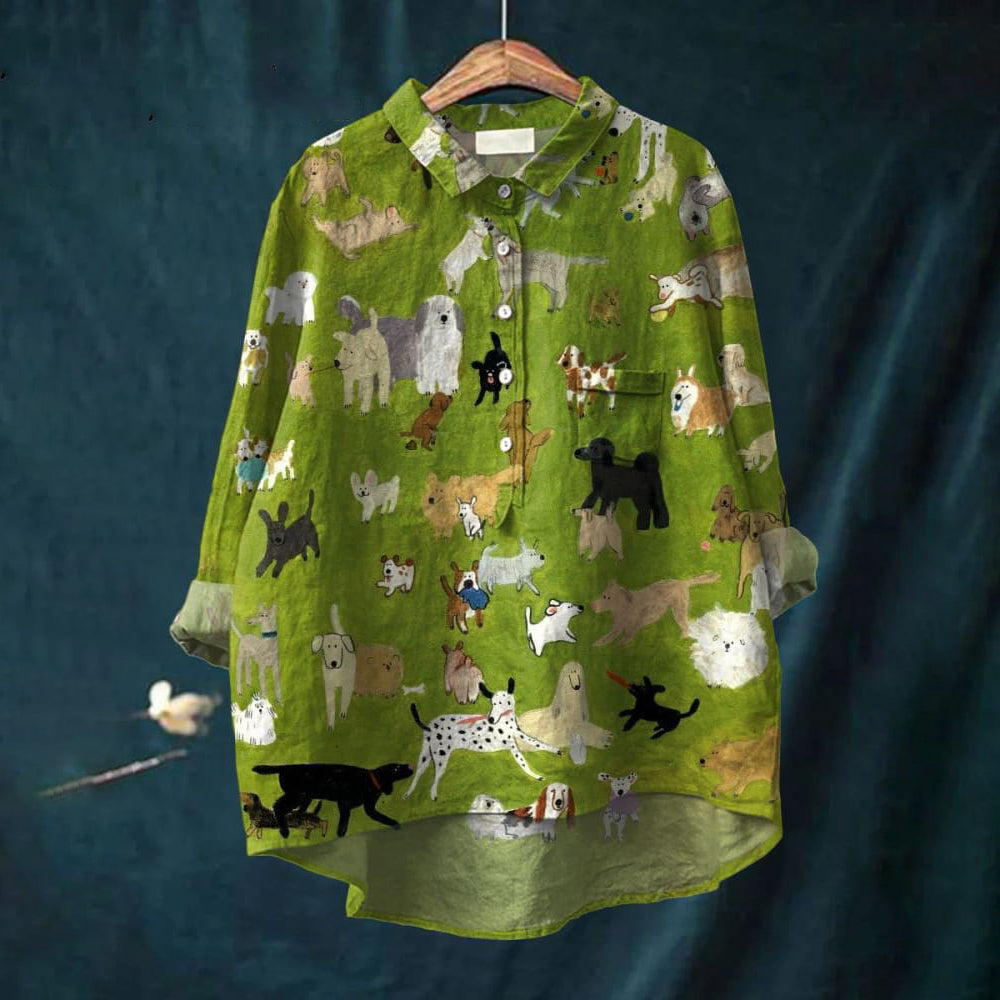 Kolorowa, zabawna, bawełniana koszula z nadrukiem szczeniaka