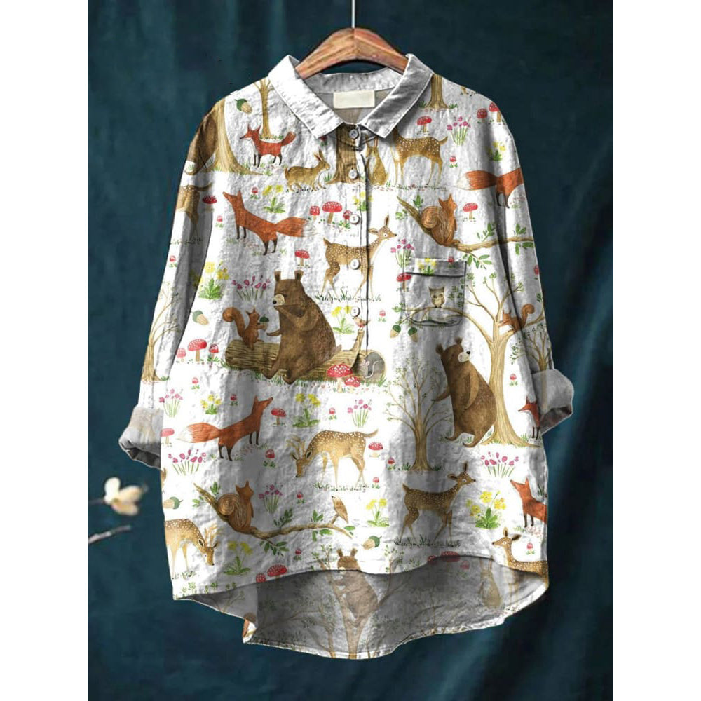 Koszula z motywem leśnych zwierząt 02