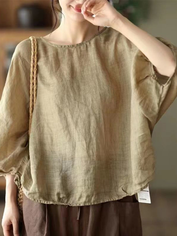 Nowy damski, luźny top w stylu retro z rękawami typu nietoperz, o modnym i lekkim designie.
