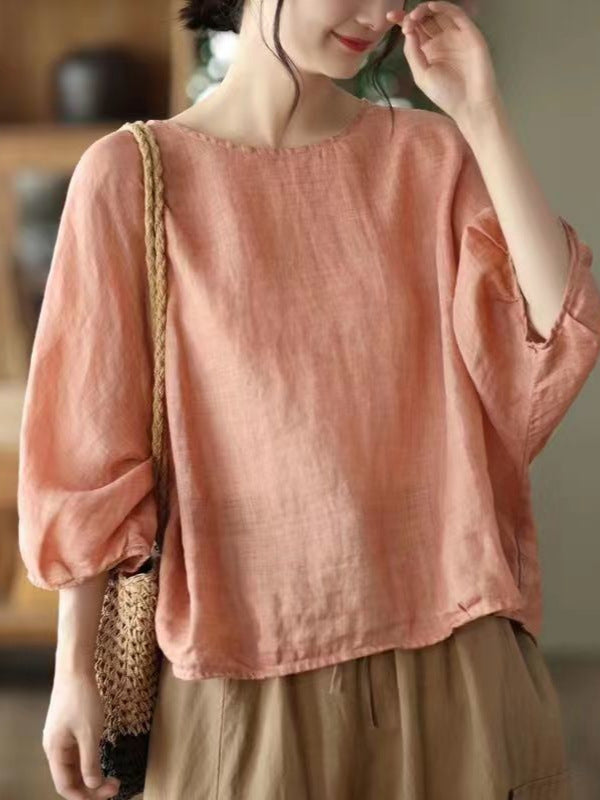 Nowy damski, luźny top w stylu retro z rękawami typu nietoperz, o modnym i lekkim designie.