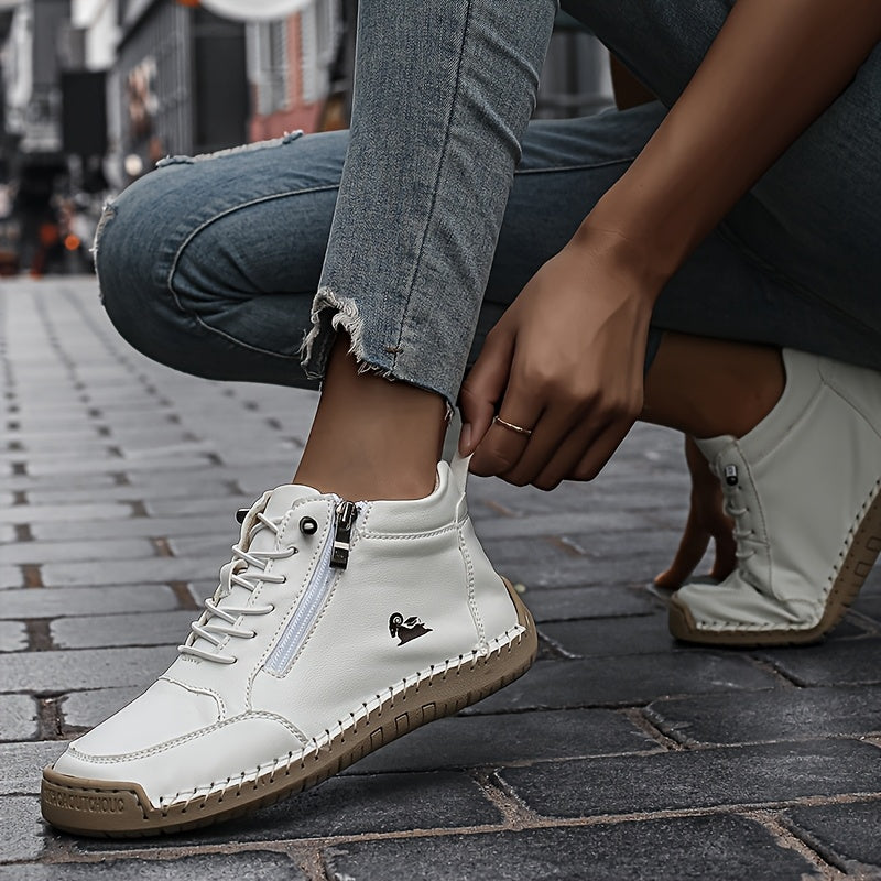 Nowe codzienne buty sportowe, płaska podeszwa, jednolity kolor, gruby materiał, antypoślizgowa podeszwa, miękka i wygodna.