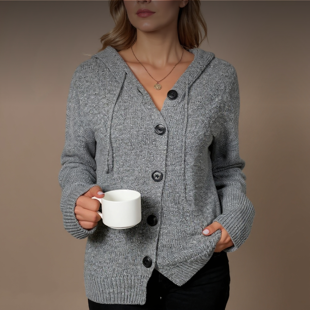 Sweter kardigan w jednolitym kolorze z dekoltem w kształcie litery V