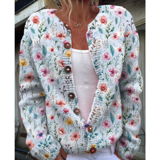 【Wyprzedaż wyprzedażowa】Vintage, kwiatowy sweter w stylu boho