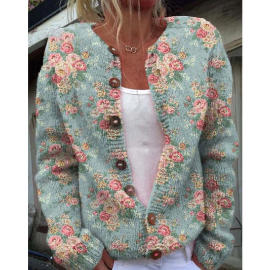 【Wyprzedaż wyprzedażowa】Vintage, kwiatowy sweter w stylu boho