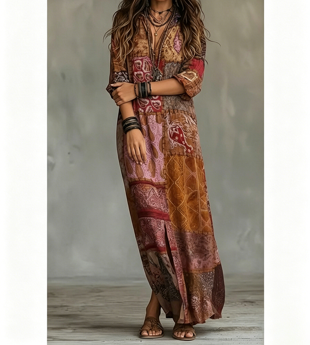 Długa sukienka w stylu boho, elegancka i wygodna, podkreśli Twój temperament.