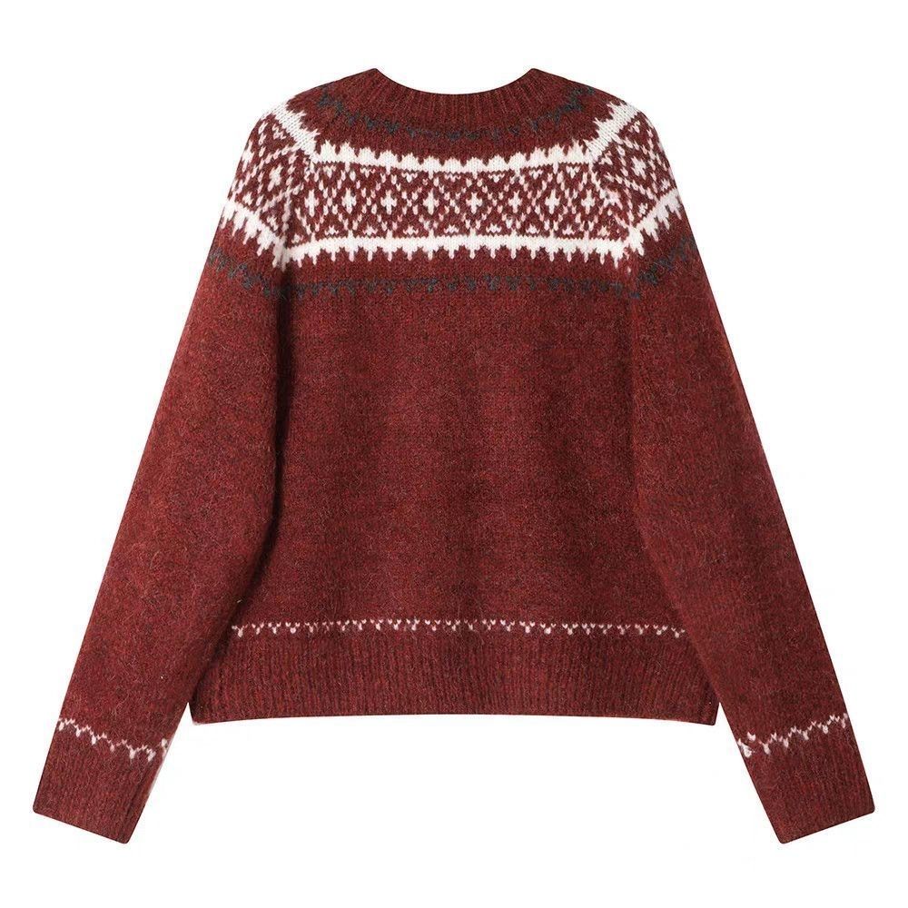 Elegancki i wygodny sweter kaszmirowy o minimalistycznym stylu, z geometrycznym nadrukiem i zapięciem na guziki.