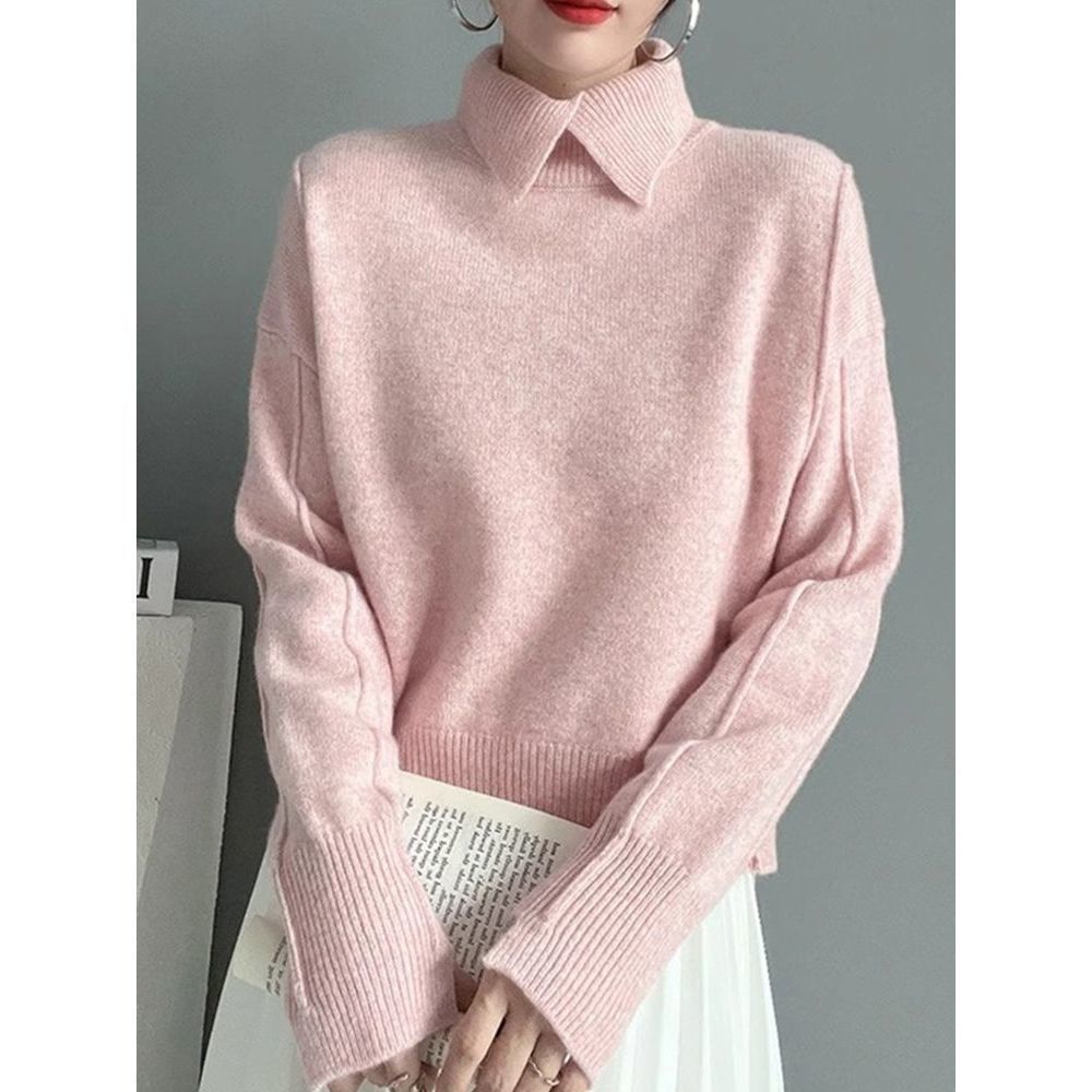 Elegancki i wygodny kaszmirowy sweter z klapami