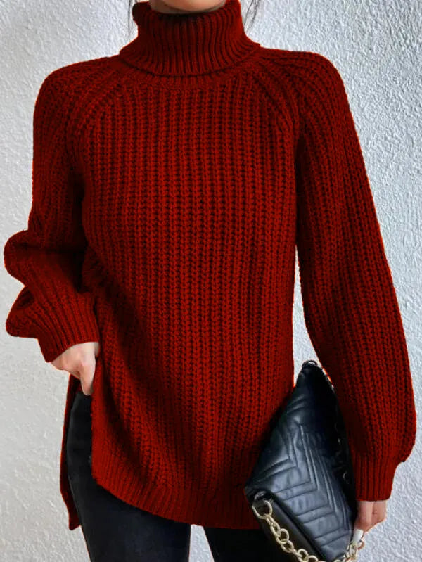 Nowy sweter z golfem w jednolitym kolorze, długie rękawy, wygodny i swobodny, uniwersalny styl.